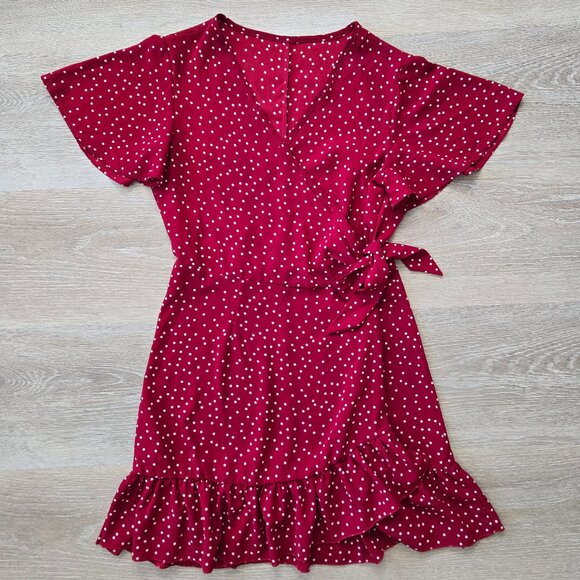 Relipop Summer Women Short Sleeve V Neck Wrap Dress Small Polka Dot Size Small - Picture 5 of 17